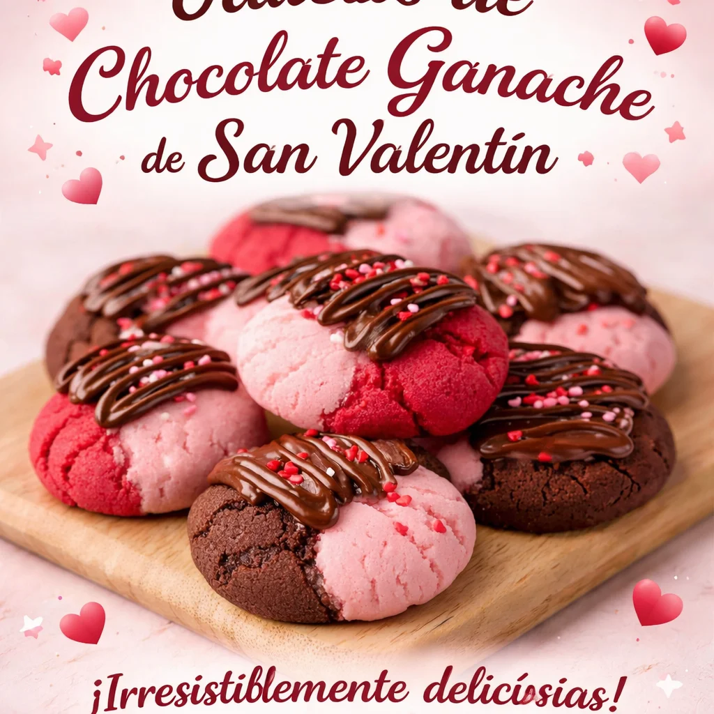 Galletas de chocolate ganache decoradas para San Valentín