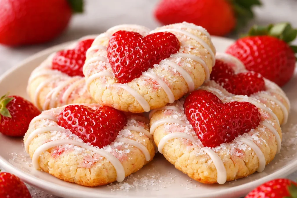 Galletas de fresa decoradas para San Valentín