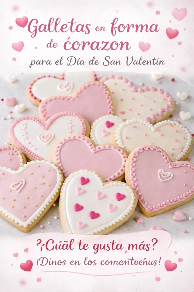 Galletas en forma de corazón decoradas para el Día de San Valentín