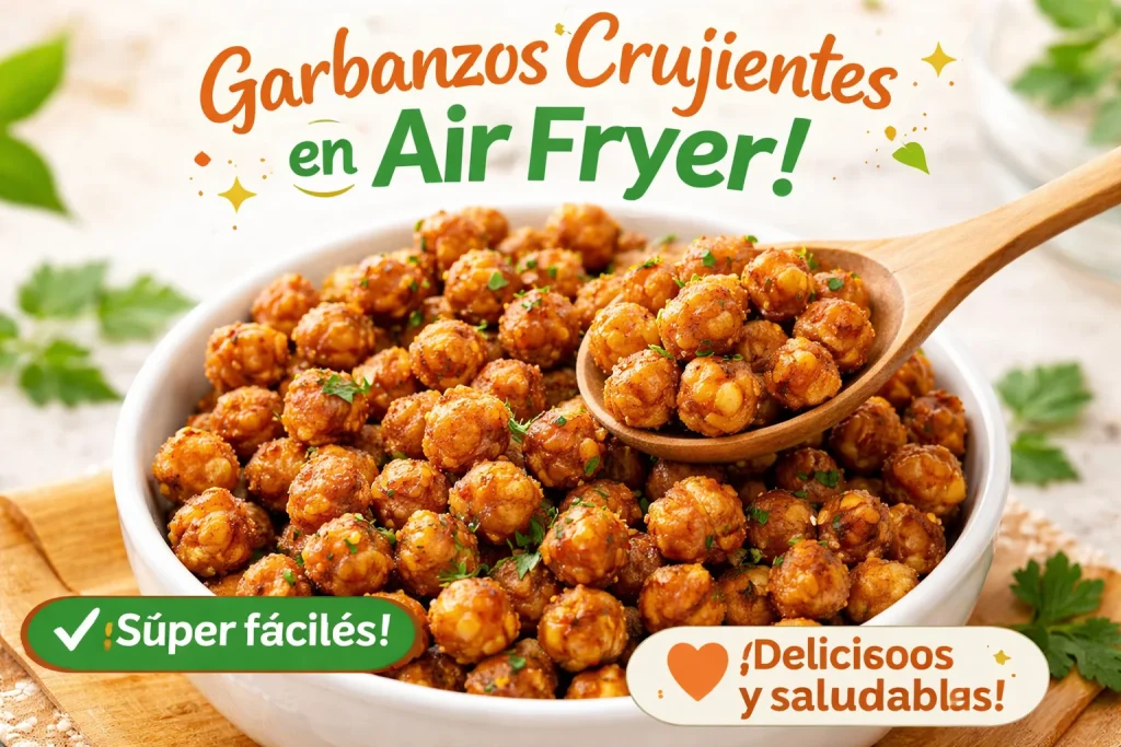 Receta de garbanzos crujientes preparados en air fryer