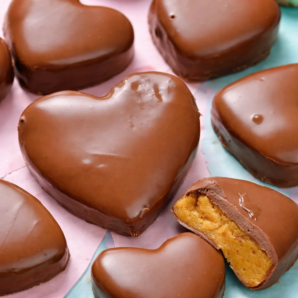 Corazones de chocolate rellenos de mantequilla de maní