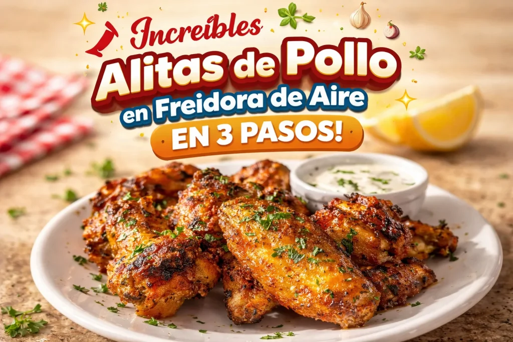 Alitas de pollo crujientes en freidora de aire preparadas en 3 pasos simples