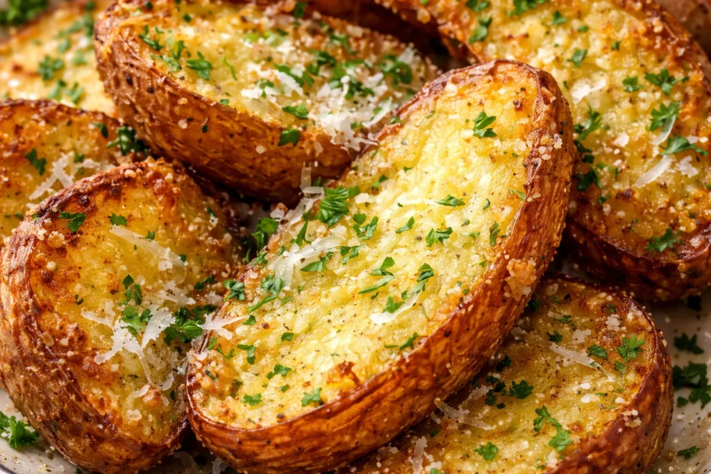 Papas al horno con ajo y parmesano preparadas en freidora de aire