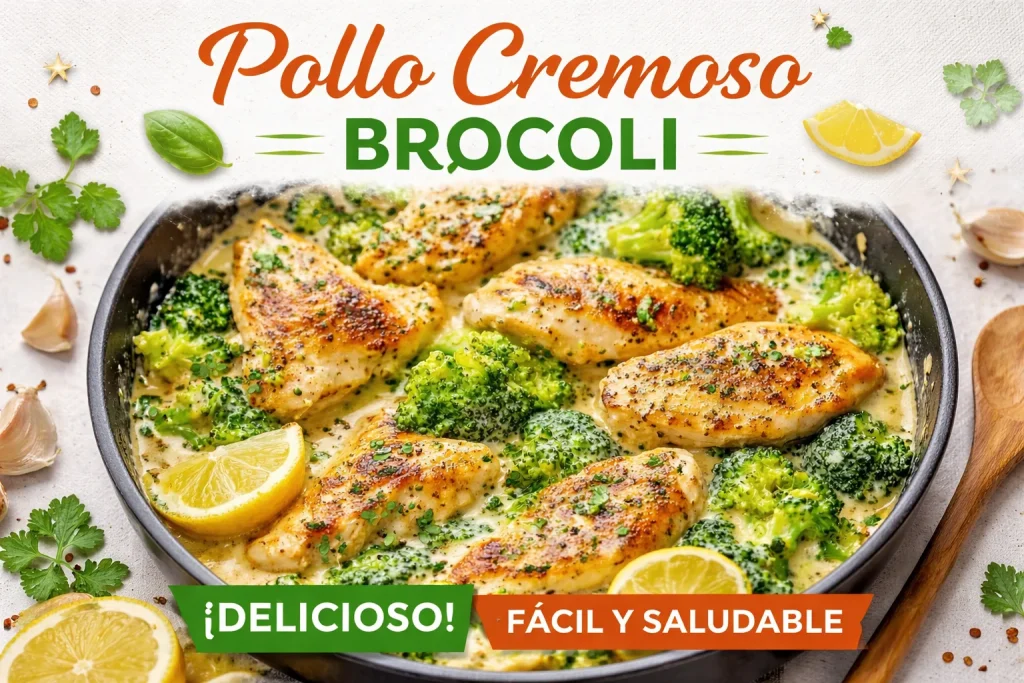 Pollo Cremoso Brócoli en un plato atractivo y delicioso