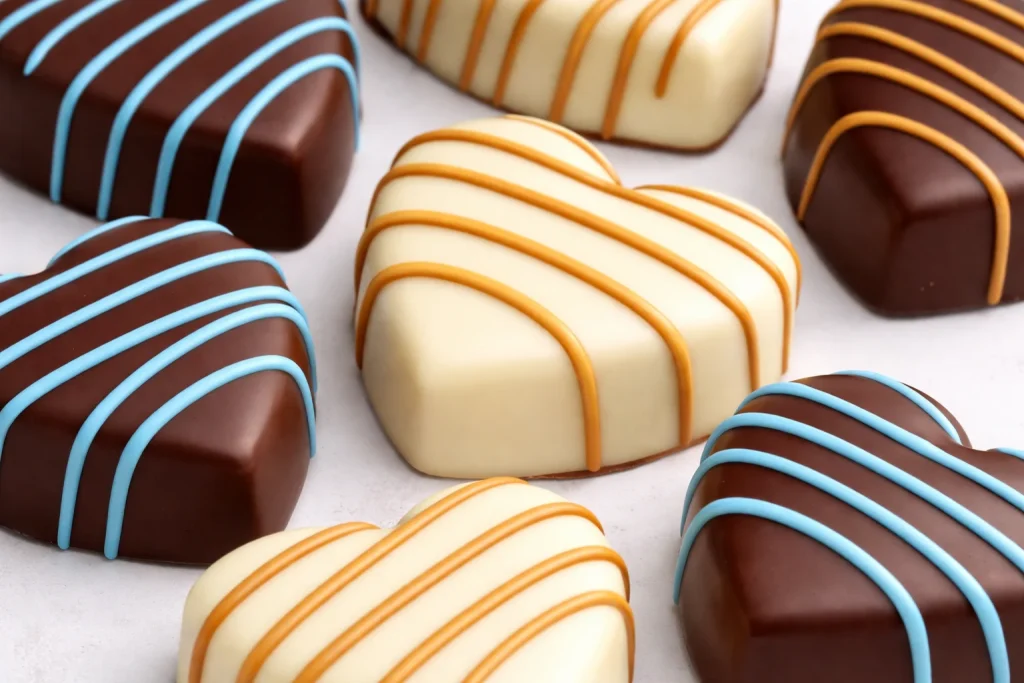 Deliciosos corazones de malvavisco cubiertos de chocolate