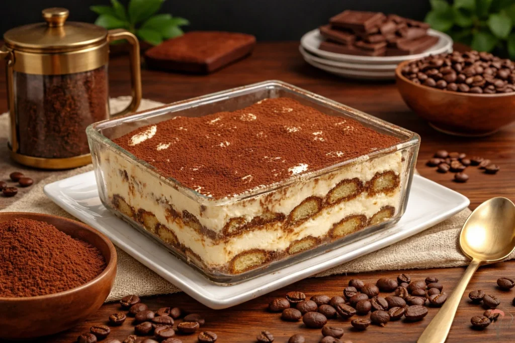 Deliciosa Tarta de Tiramisú con capas de café y cacao