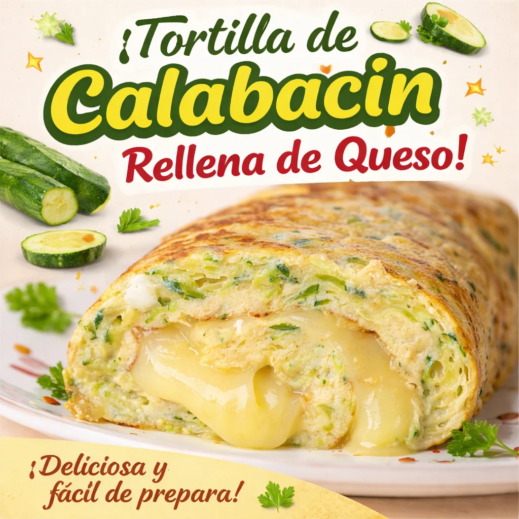 Tortilla de calabacín rellena de queso, un platillo delicioso y saludable