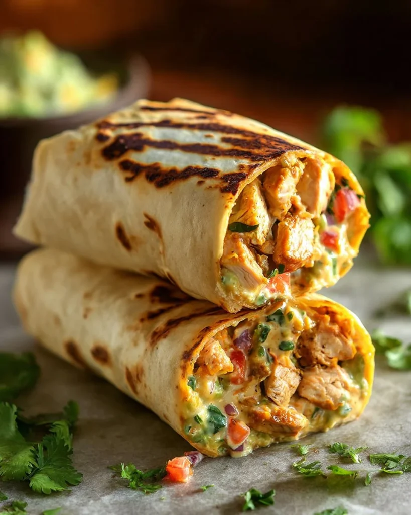 Burrito de Pollo a la Parrilla con Aderezo de Chipotle Ranch en un plato