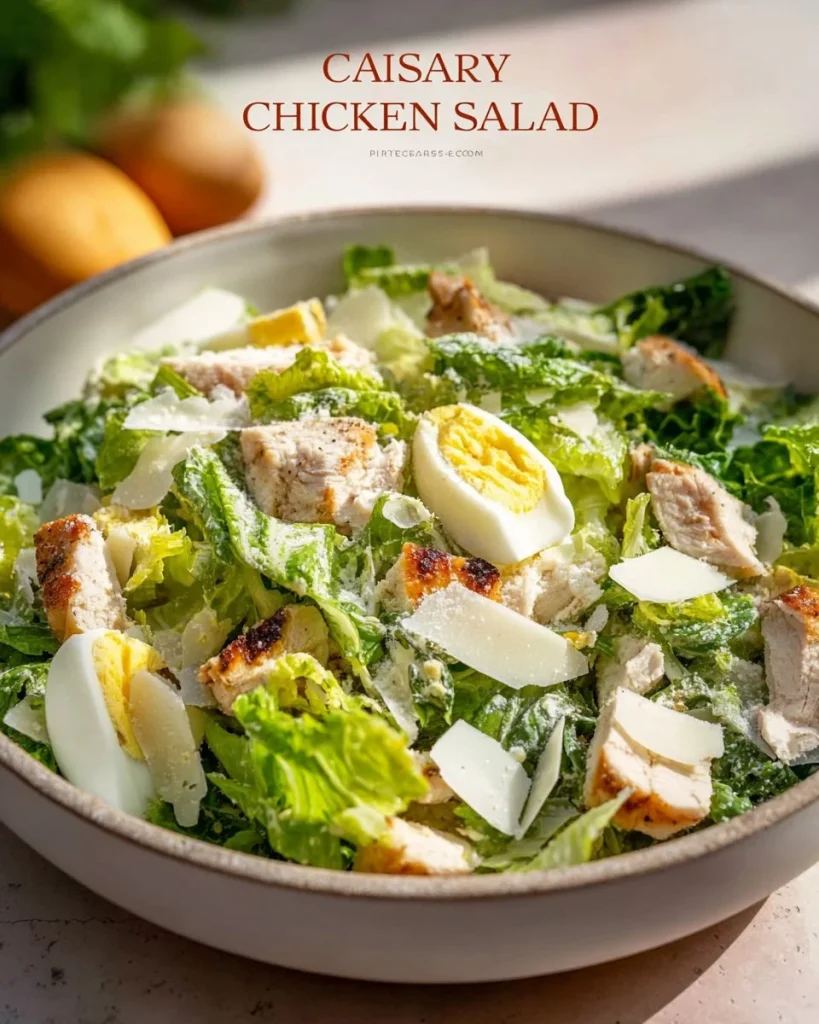 Ensalada César de pollo baja en carbohidratos con ingredientes frescos y saludables