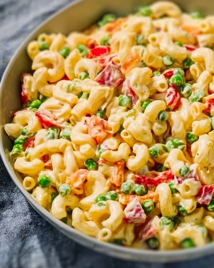 Ensalada de macarrones con verduras frescas y aderezo cremoso