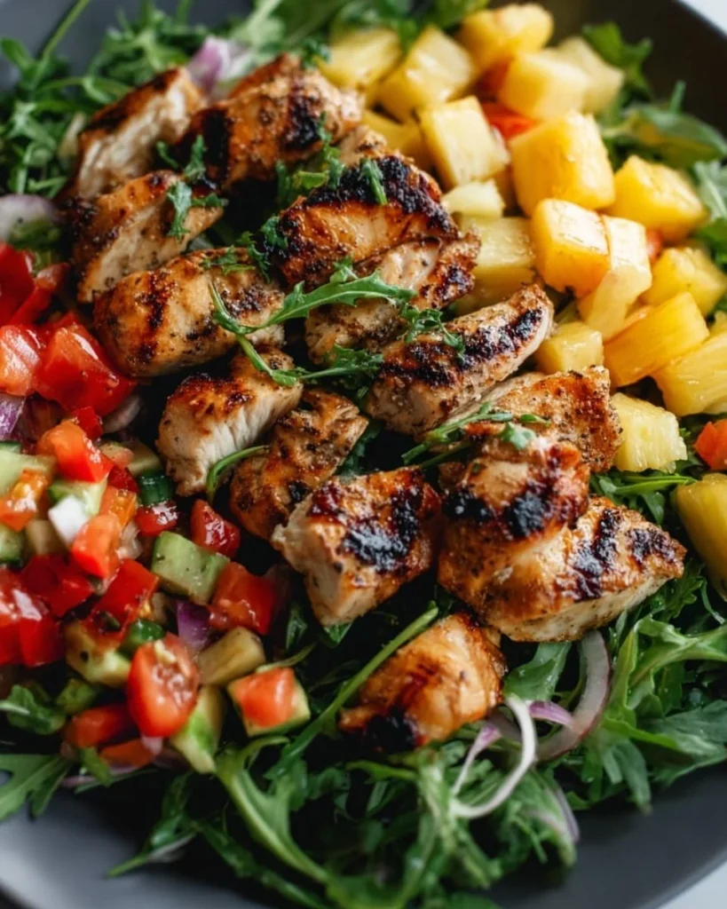 Ensalada de Pollo Hawaiana saludable y sin gluten