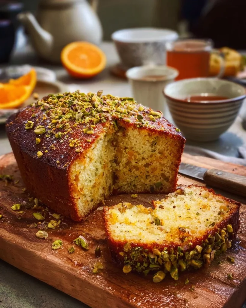 Pastel de Té de Naranja, Cardamomo y Pistacho, un postre delicioso y aromático