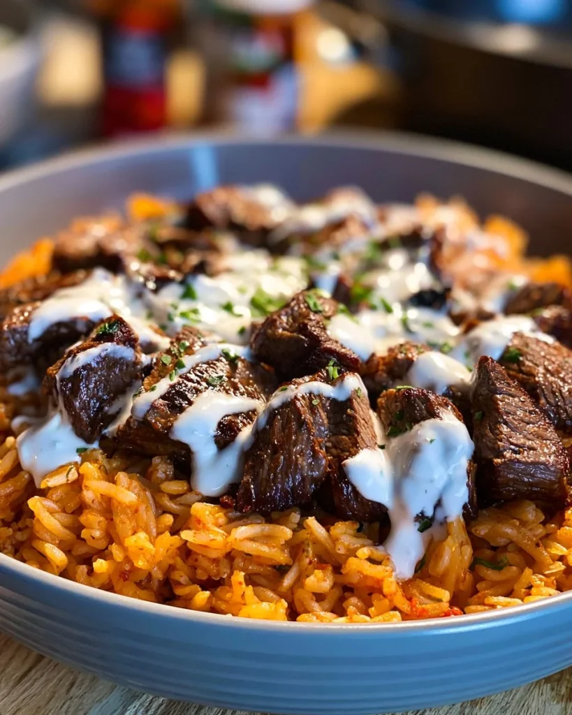 Plato de Arroz con Queso de Bistec, un menú delicioso y fácil de preparar