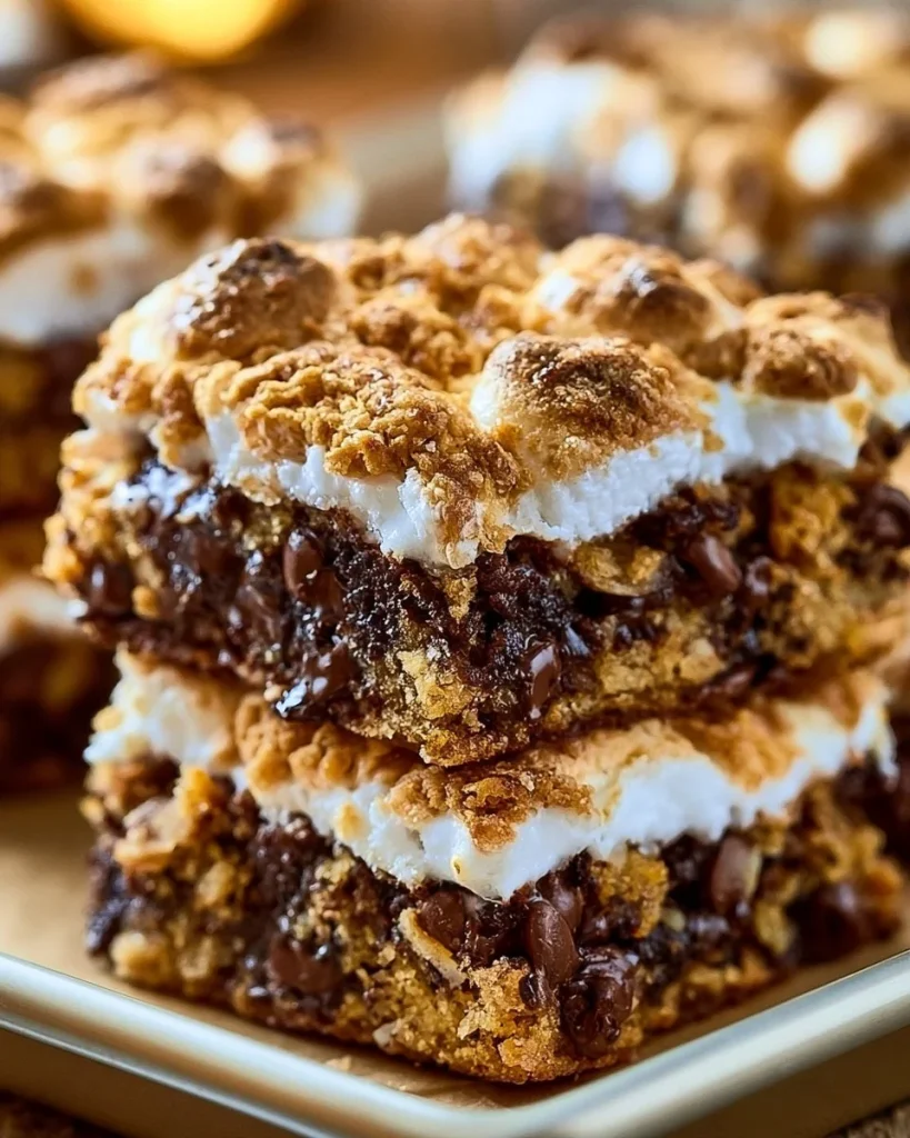Barras de Galletas S'mores con chocolate y malvaviscos