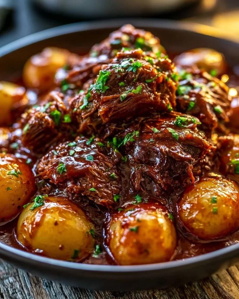 Carne de Res con Mantequilla de Ajo y Papas en Olla de Cocción Lenta