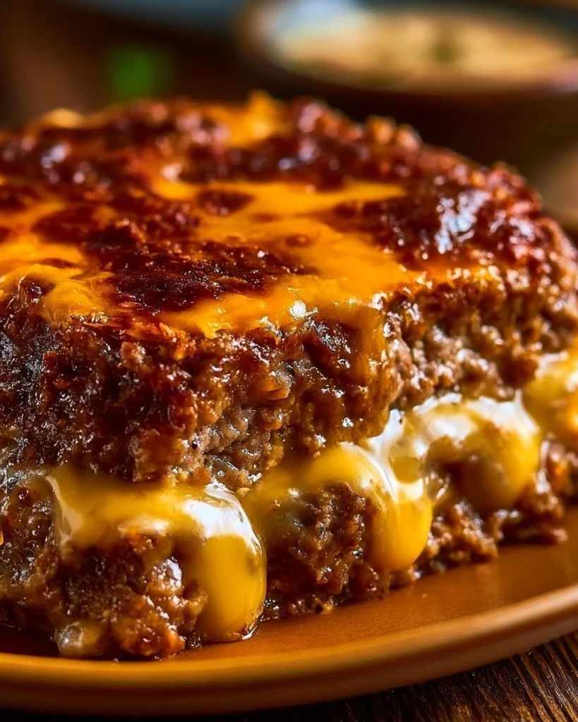 Deliciosa cazuela de carne picada con queso derretido sobre un plato.