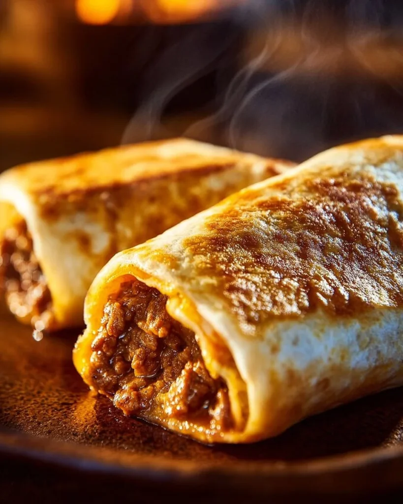 Chimichangas de carne de res y queso, un plato mexicano delicioso y crujiente