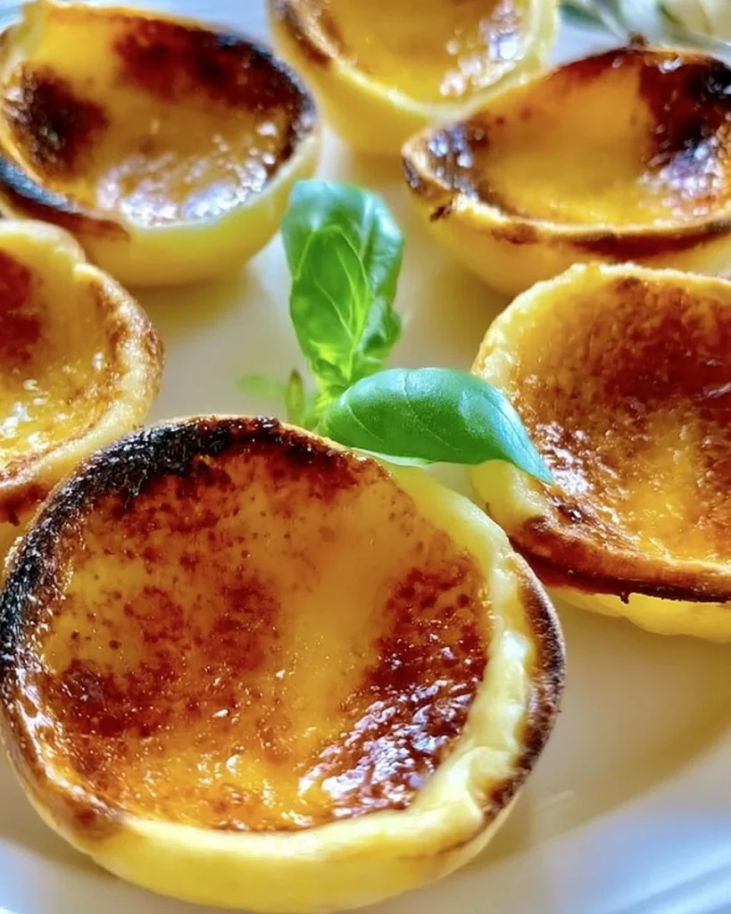 Postre Crema de Limón Brûlée con caramelo en la parte superior