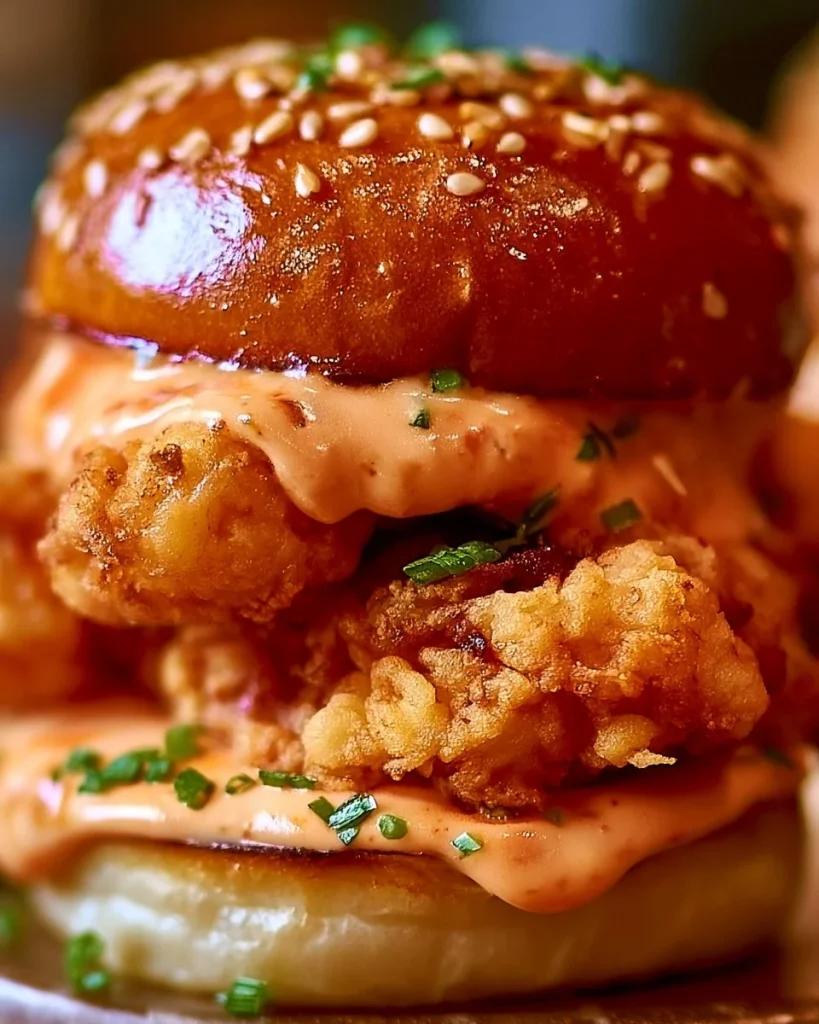 Deslizadores de Pollo Bang Bang listos para disfrutar en una mesa.