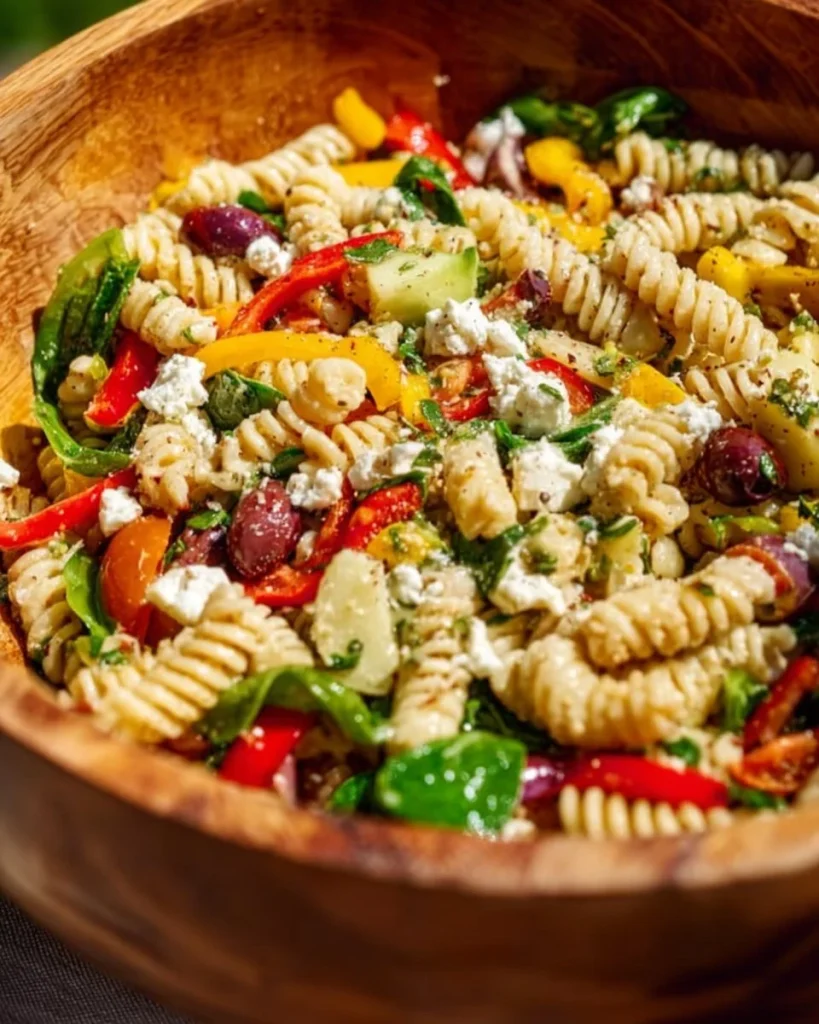 Ensalada de Pasta Italiana con vegetales frescos y aderezo ligero