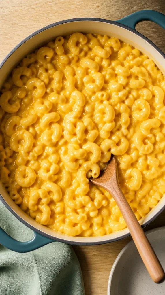 Macarrones con queso cremosos cocinados en una sola olla