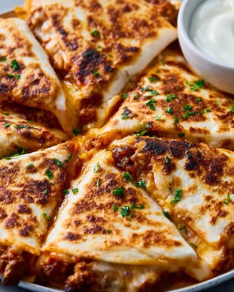 Quesadillas de carne molida con costra crujiente y dorada para disfrutar