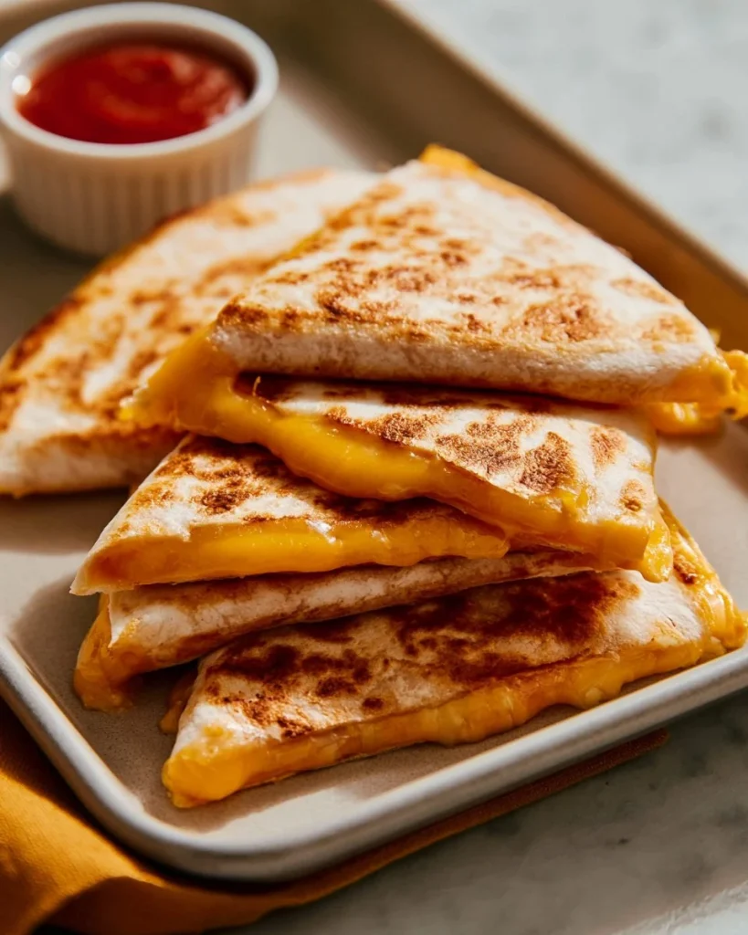 Quesadillas de hot dog rápidas y deliciosas en un plato colorido.