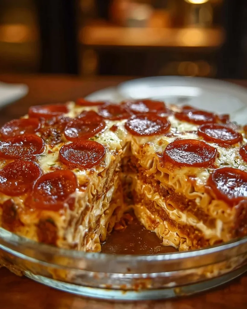 Receta de Pastel en Capas de Pizza Pepperoni con ingredientes frescos y sabrosos.