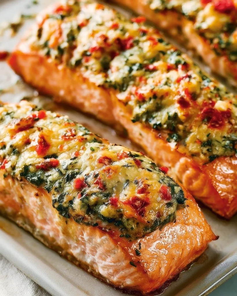 Salmón relleno con espinacas y feta, plato gourmet listo en 30 minutos