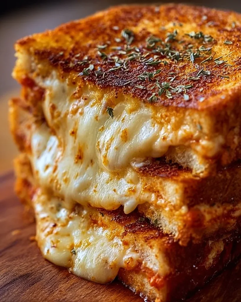 Sándwich de pizza con ingredientes frescos y derretido queso