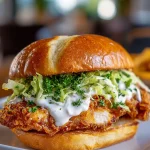 Sándwich de Pollo Cajún Crujiente con Aioli de Ajo, jugoso y lleno de sabor