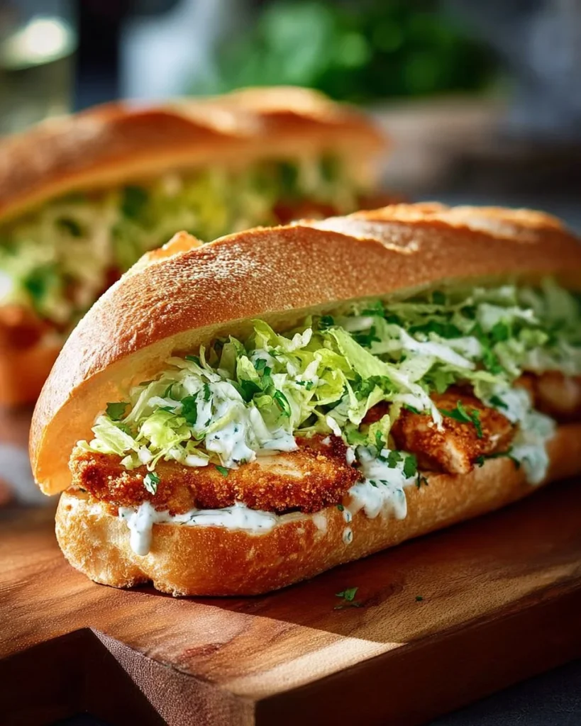 Sándwich de Pollo César Crujiente con lechuga y aderezo