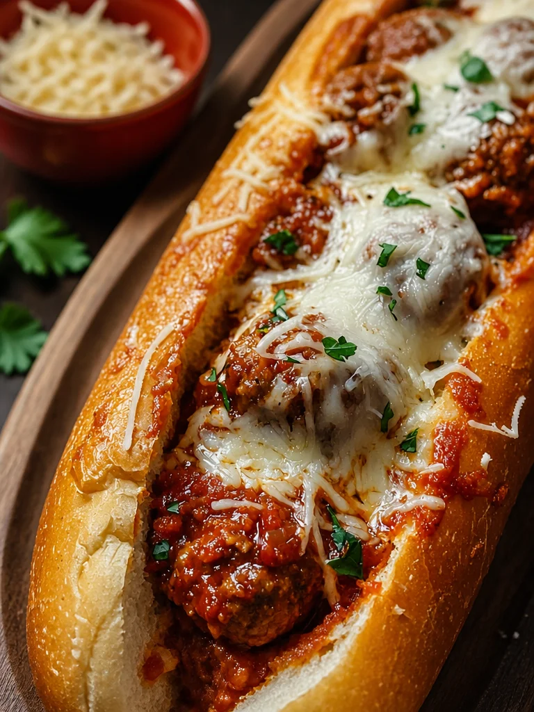 Submarinos de albóndigas con queso en un plato
