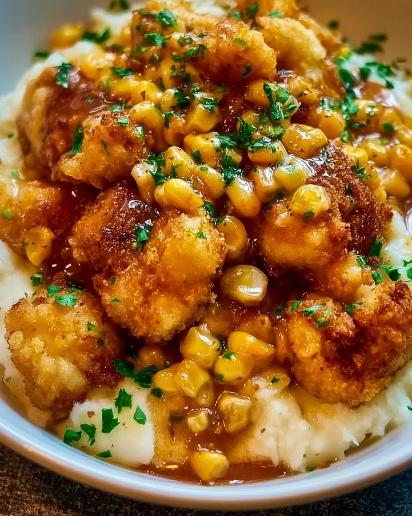 Tazón de pollo y puré de papas caseros con ingredientes frescos