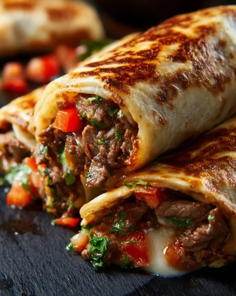 Wraps de cheesesteak crujientes al estilo Philly a la parrilla