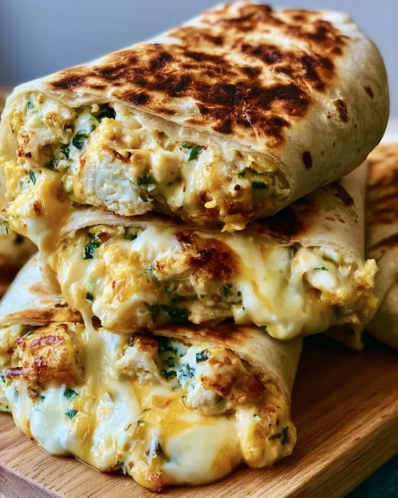 Wraps de Pollo con Queso y Ajo listos para servir