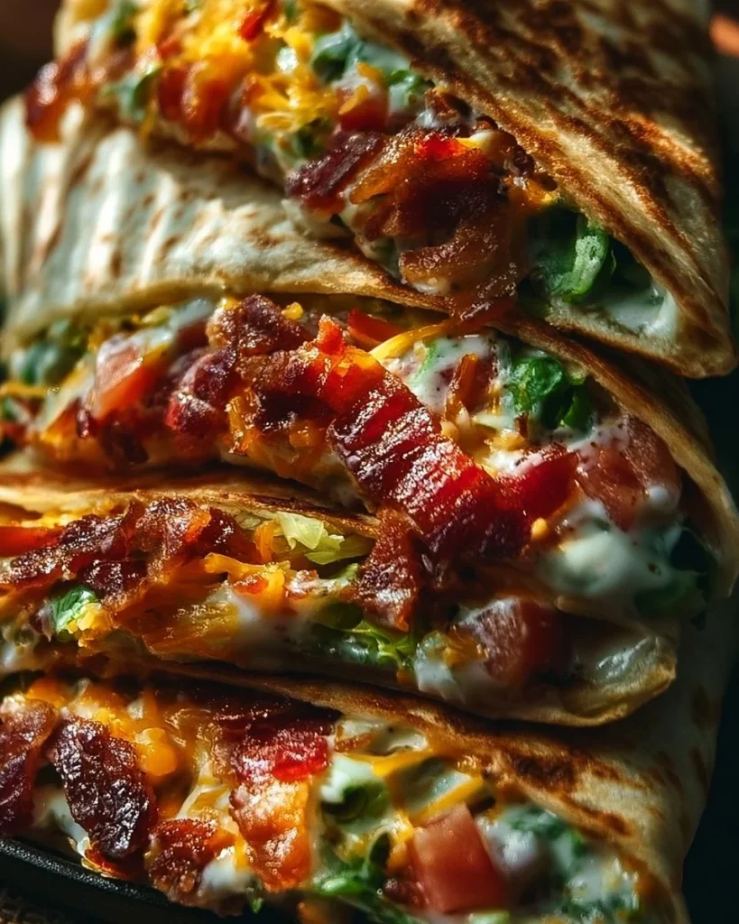 Wraps de tocino y queso ranchero recién preparados sobre una mesa