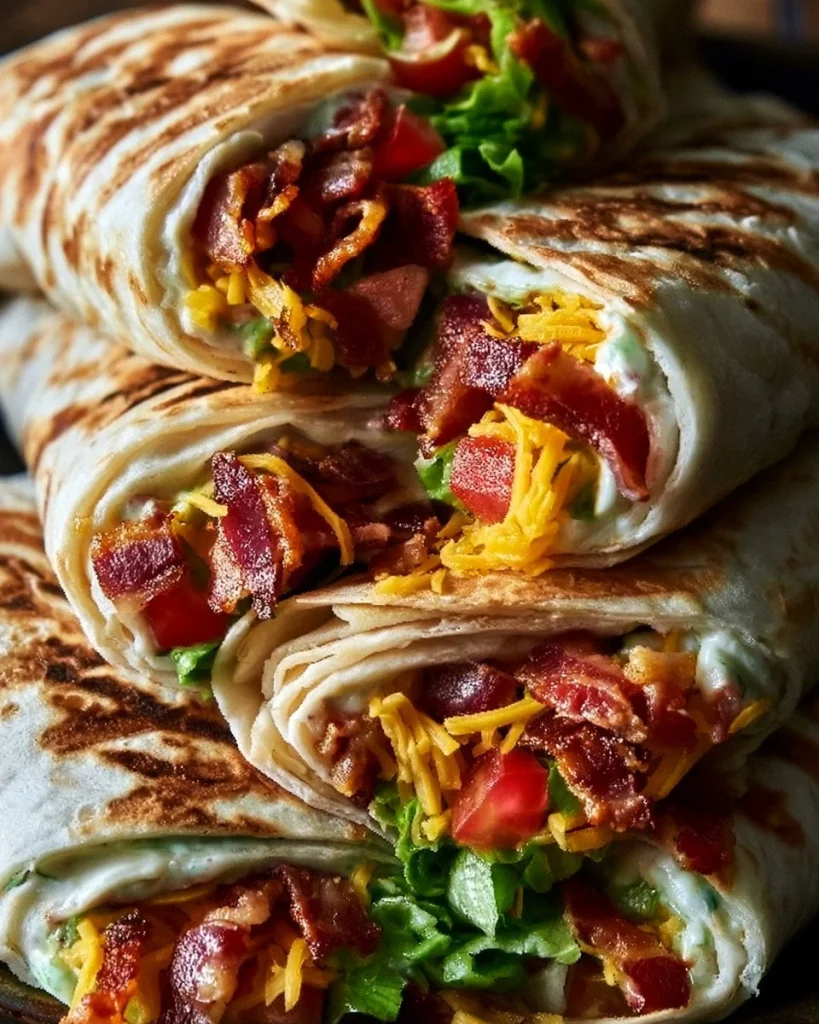 Wraps de tocino y ranch con queso, una deliciosa receta fácil de preparar
