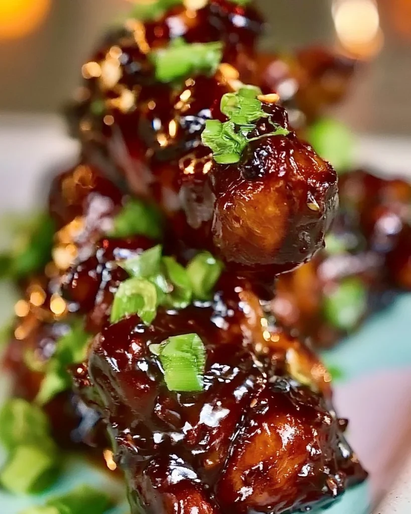 Brochetas de pollo teriyaki servidas con salsa agridulce