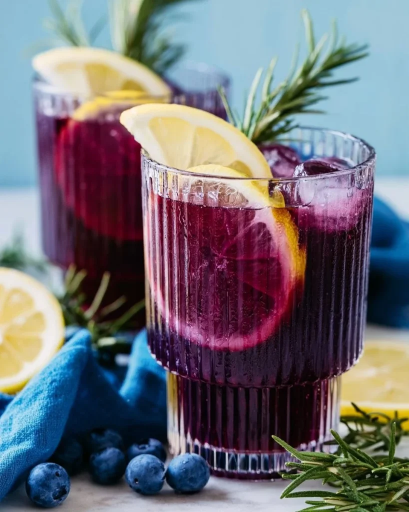 Cóctel sin alcohol de arándano en un vaso decorativo