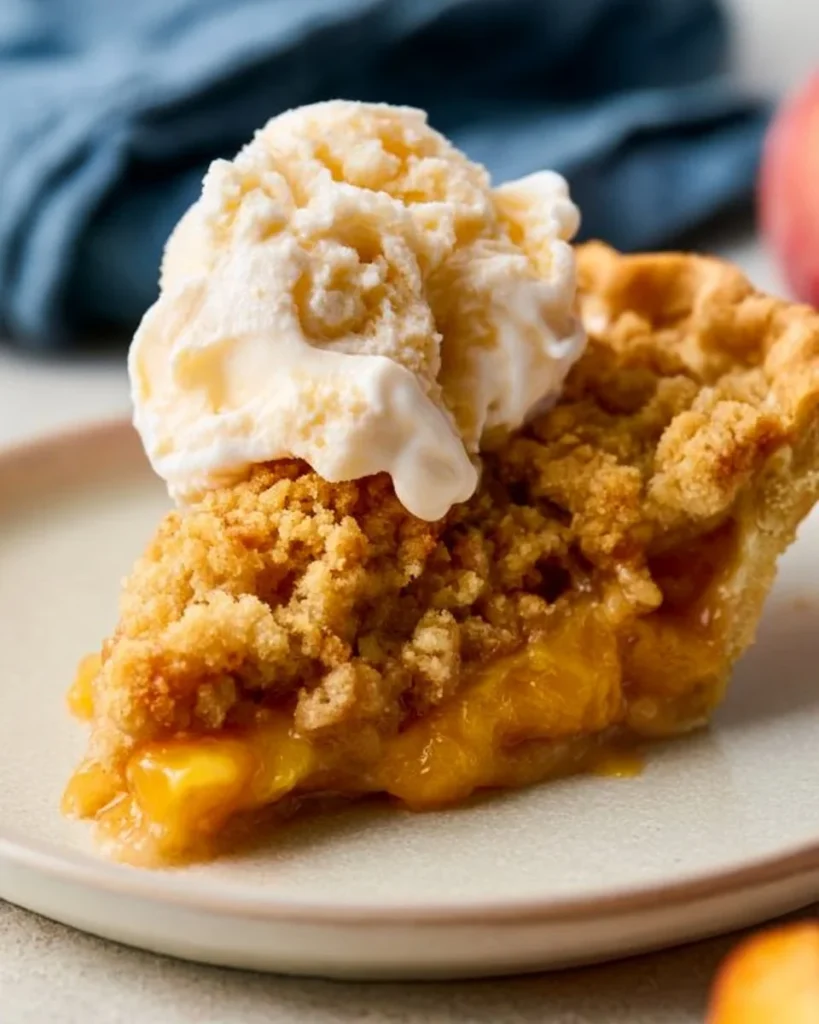 Crumble de Durazno con masa dorada y duraznos frescos