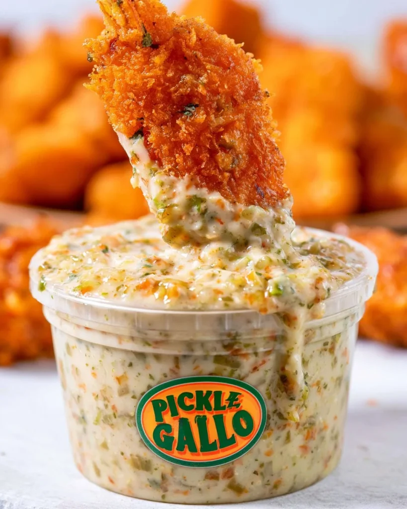 Dip Cremoso de Grillo servido con Pickle de Gallo y aderezo Ranch