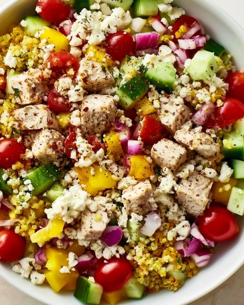 Ensalada Mediterránea Picada con ingredientes frescos y saludables.
