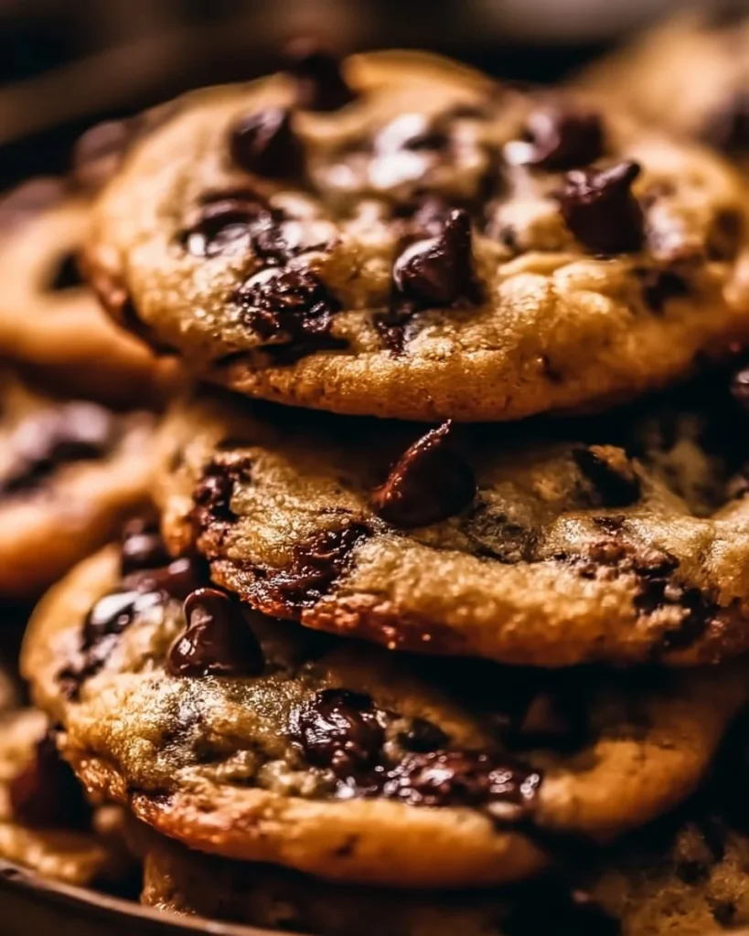 Deliciosas galletas con chispas de chocolate recién horneadas.
