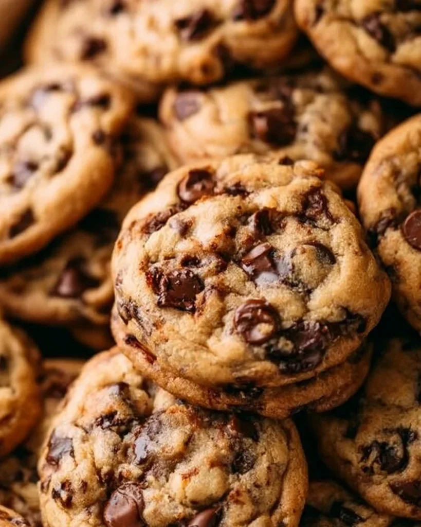 Galletas con chispas de chocolate recién horneadas al estilo de panadería