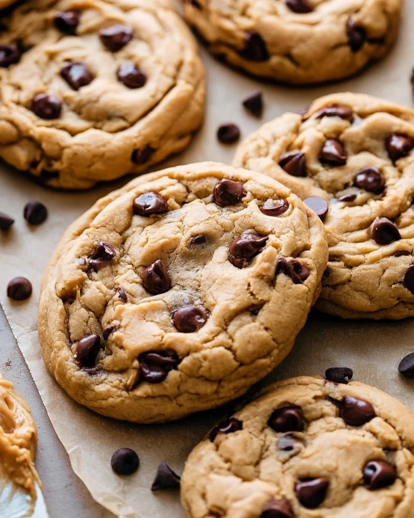 Galletas de chocolate y mantequilla de maní recién horneadas