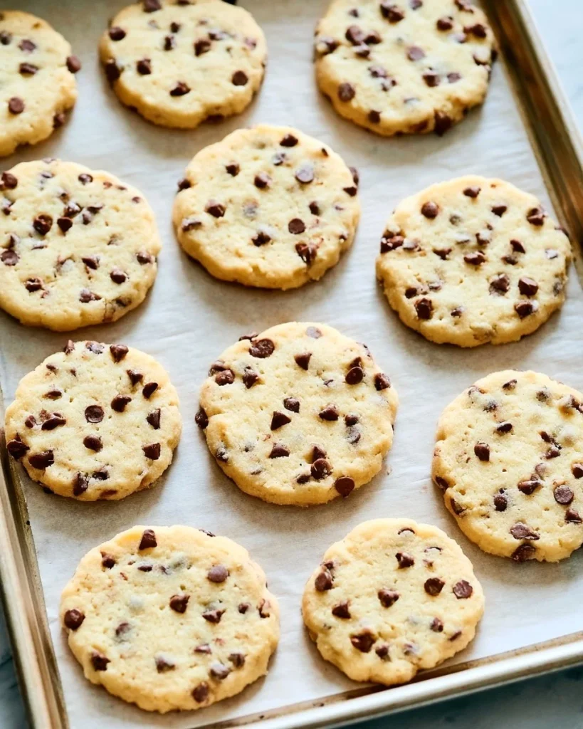 Galletas de mantequilla caseras con chips de chocolate recién horneadas