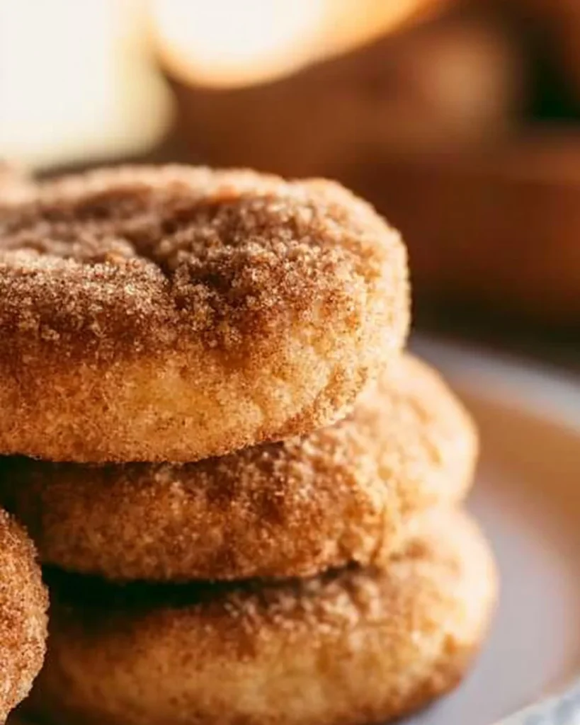 Galletas de mantequilla de canela recién horneadas sobre una mesa.