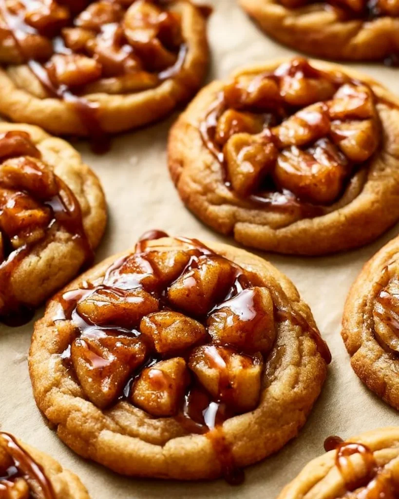 Galletas de tarta de manzana frescas y decoradas con canela.