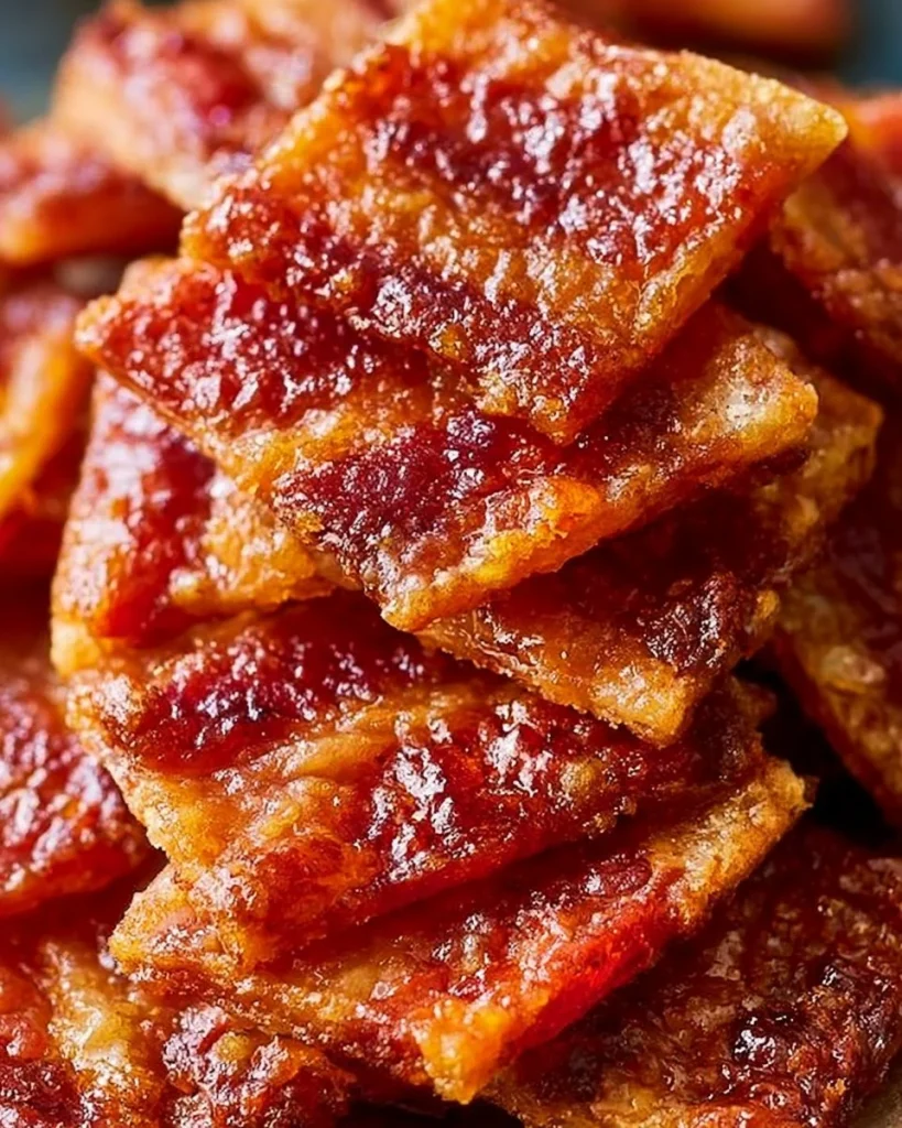 Galletas de tocino caramelizado recién horneadas en un plato.